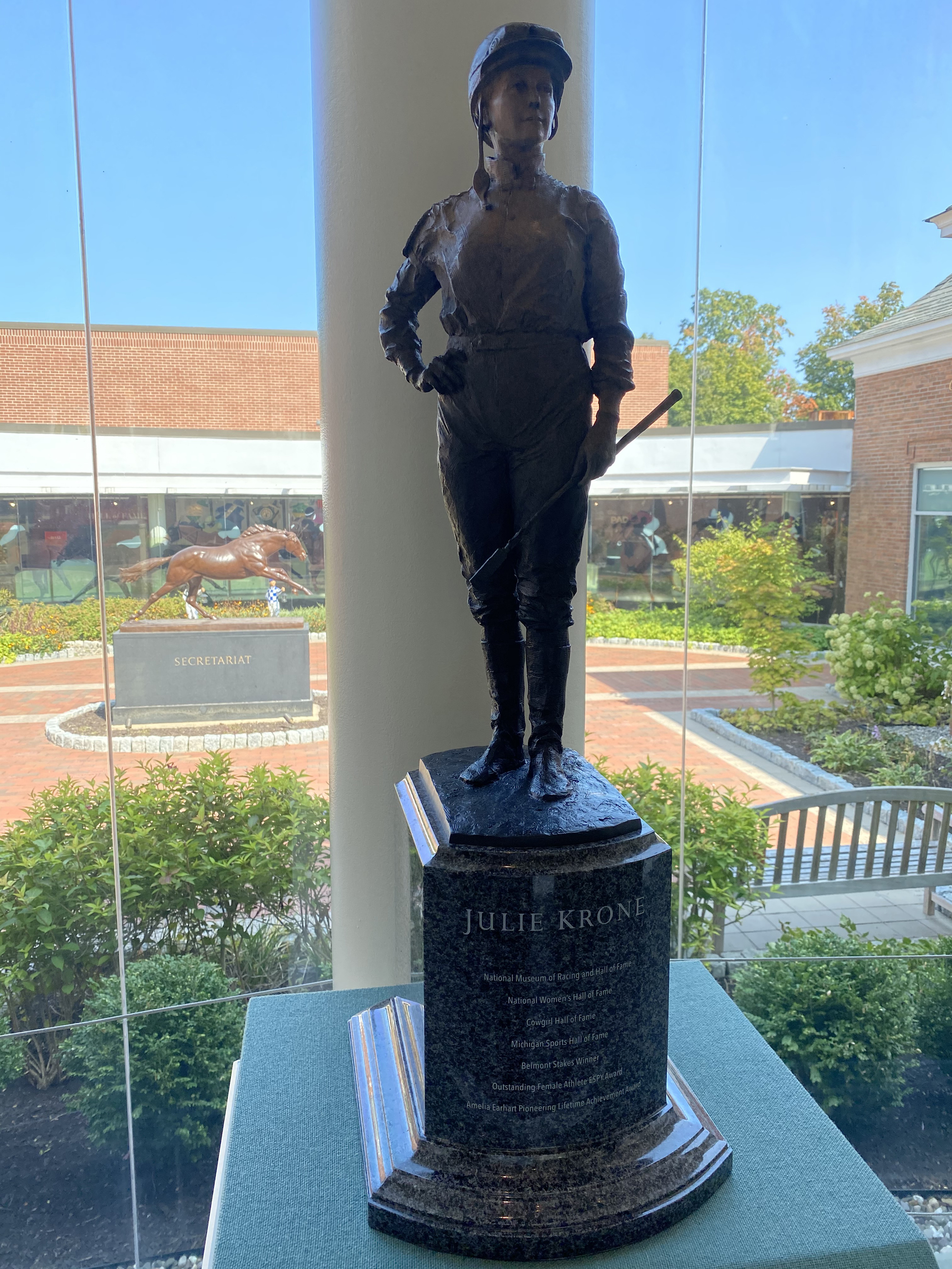 2018.20: Julie Krone by Linda Stinson, Bronze on granite base, Gift: Julie Krone, Michael and Linda Stinson