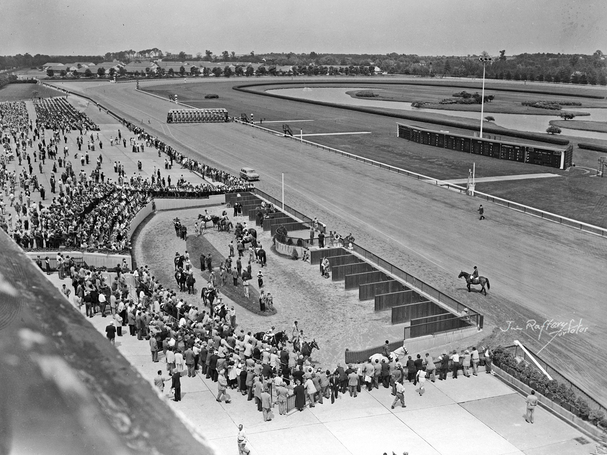 Garden State Park's new paddock, May 28, 1954 (Jim Raftery Turfotos)