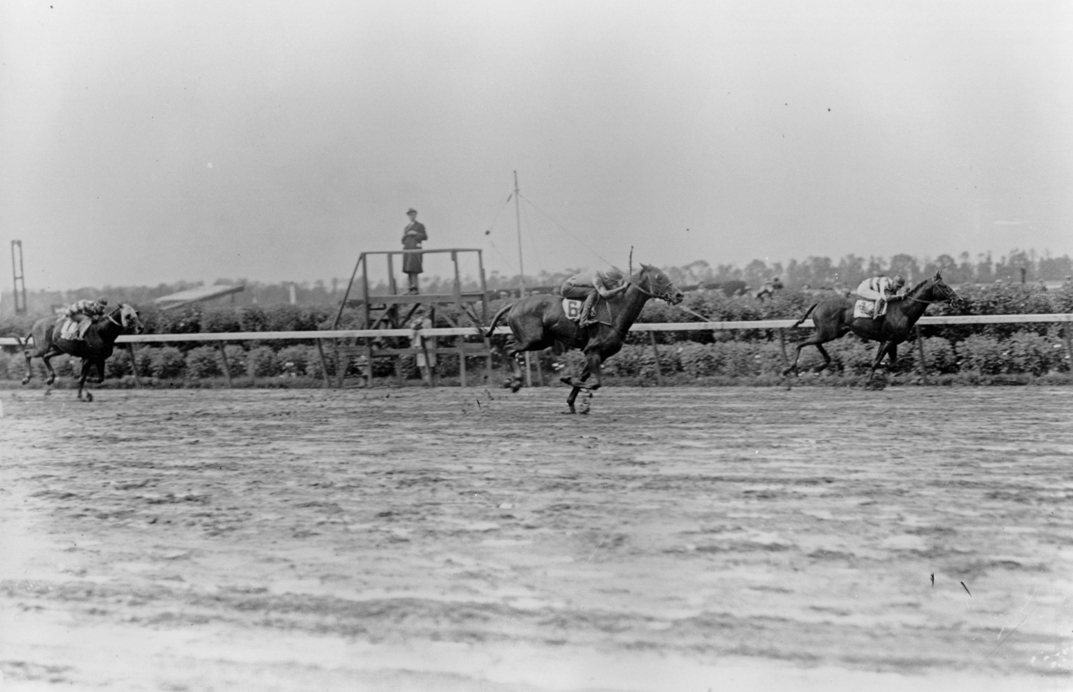 Blue Larkspur (Mack Garner up) winning the 1929 Belmont Stakes (Keeneland Library Cook Collection/Museum Collection)