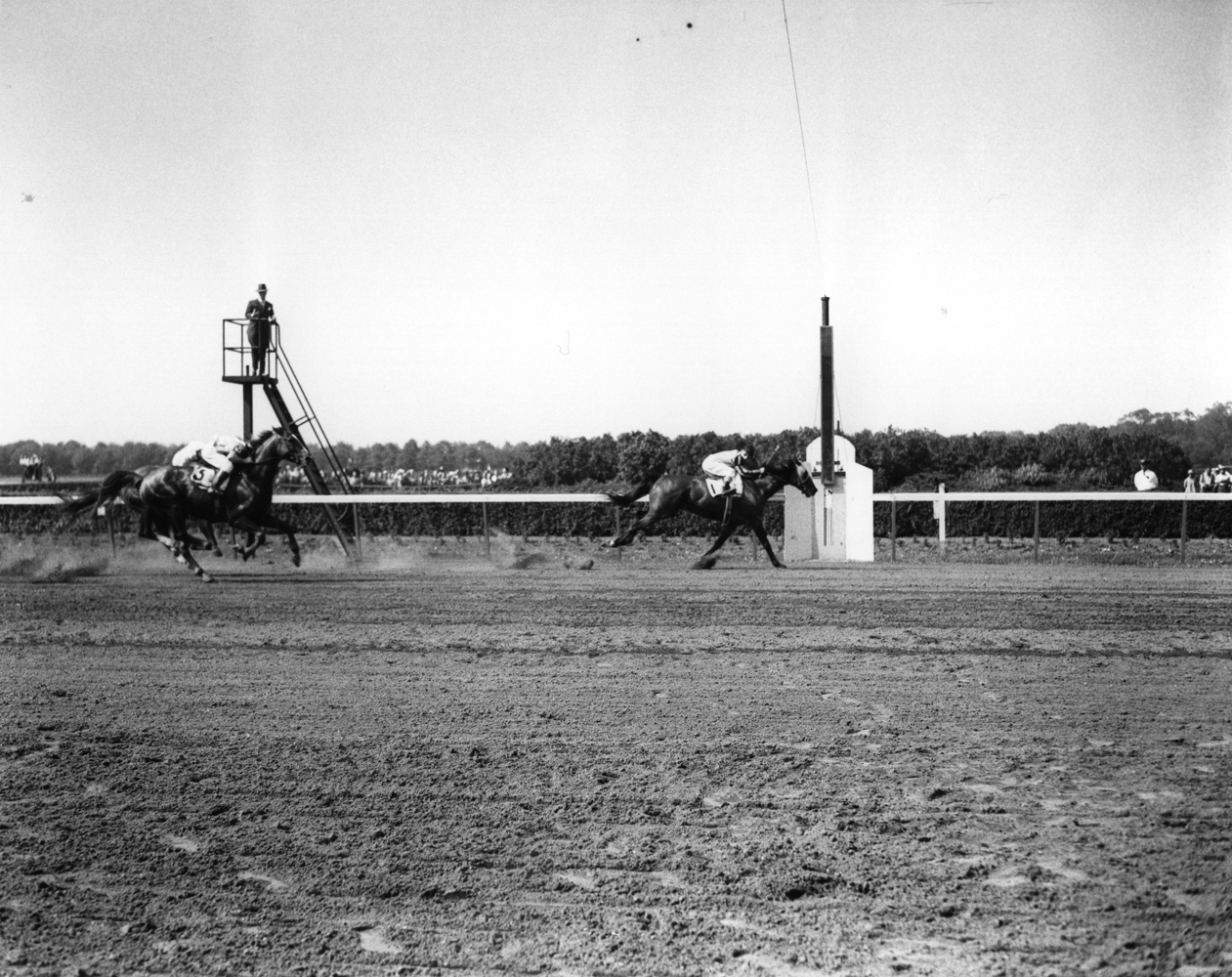 Devil Diver (Eddie Arcaro up) winning the 1945 Suburban Handicap at Belmont Park (Keeneland Library Morgan Collection/Museum Collection)