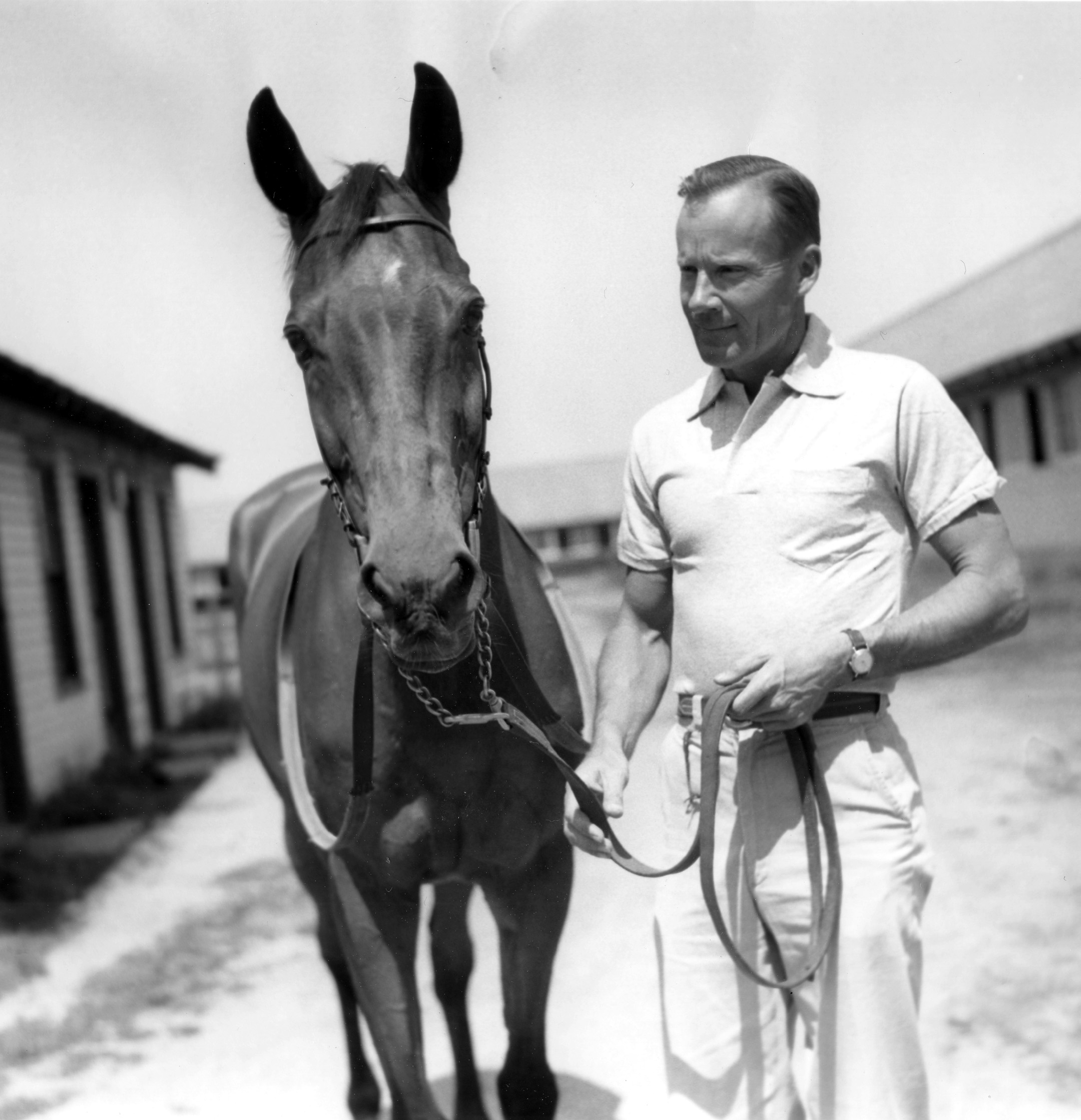 Elkridge with Kent Miller at Belmont Park on June 23, 1955 (Keeneland Library Morgan Collection/Museum Collection)