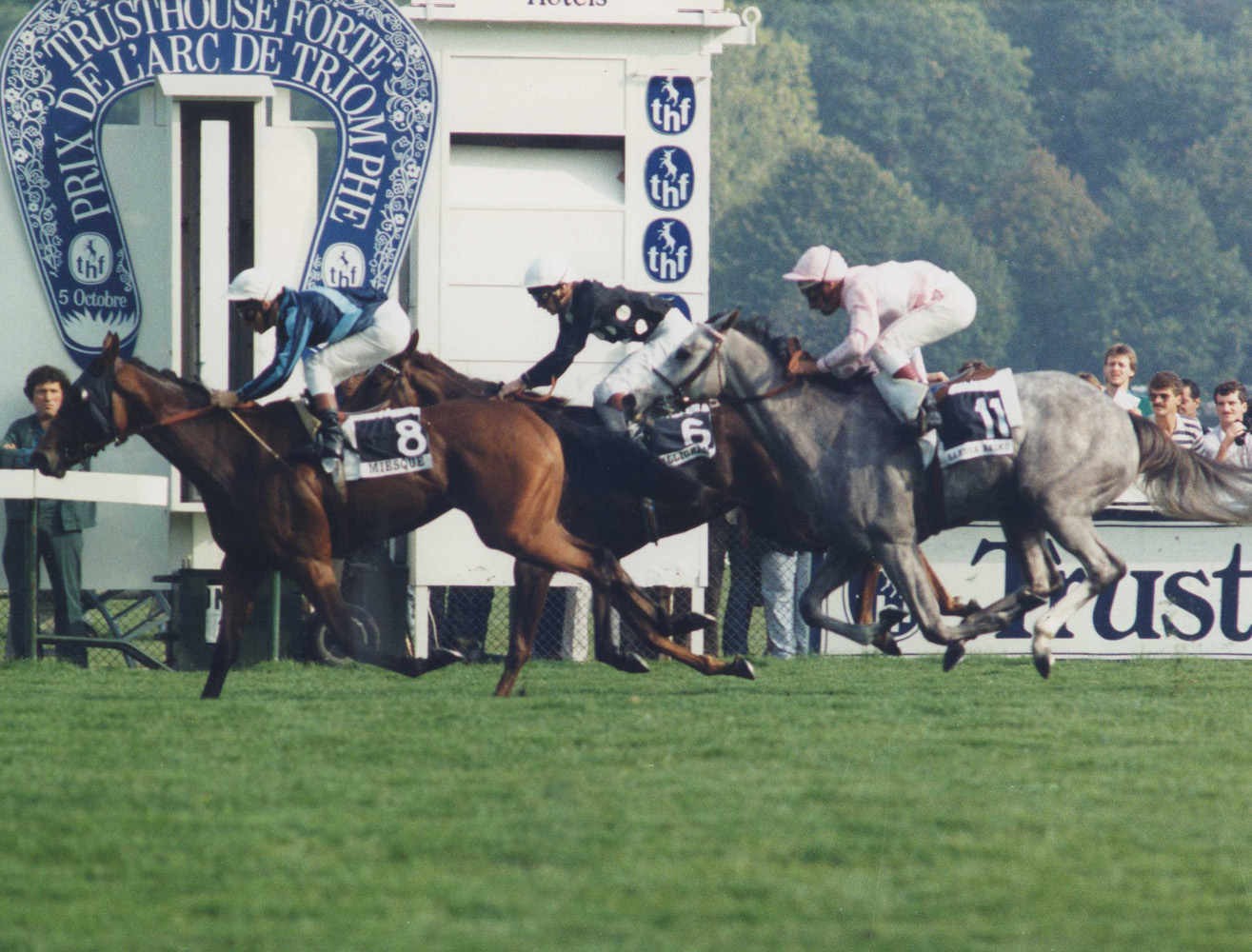 Miesque (Freddy Head up) winning the 1986 Prix Marcel Boussac at Longchamp (APRH Bertrand/Museum Collection)