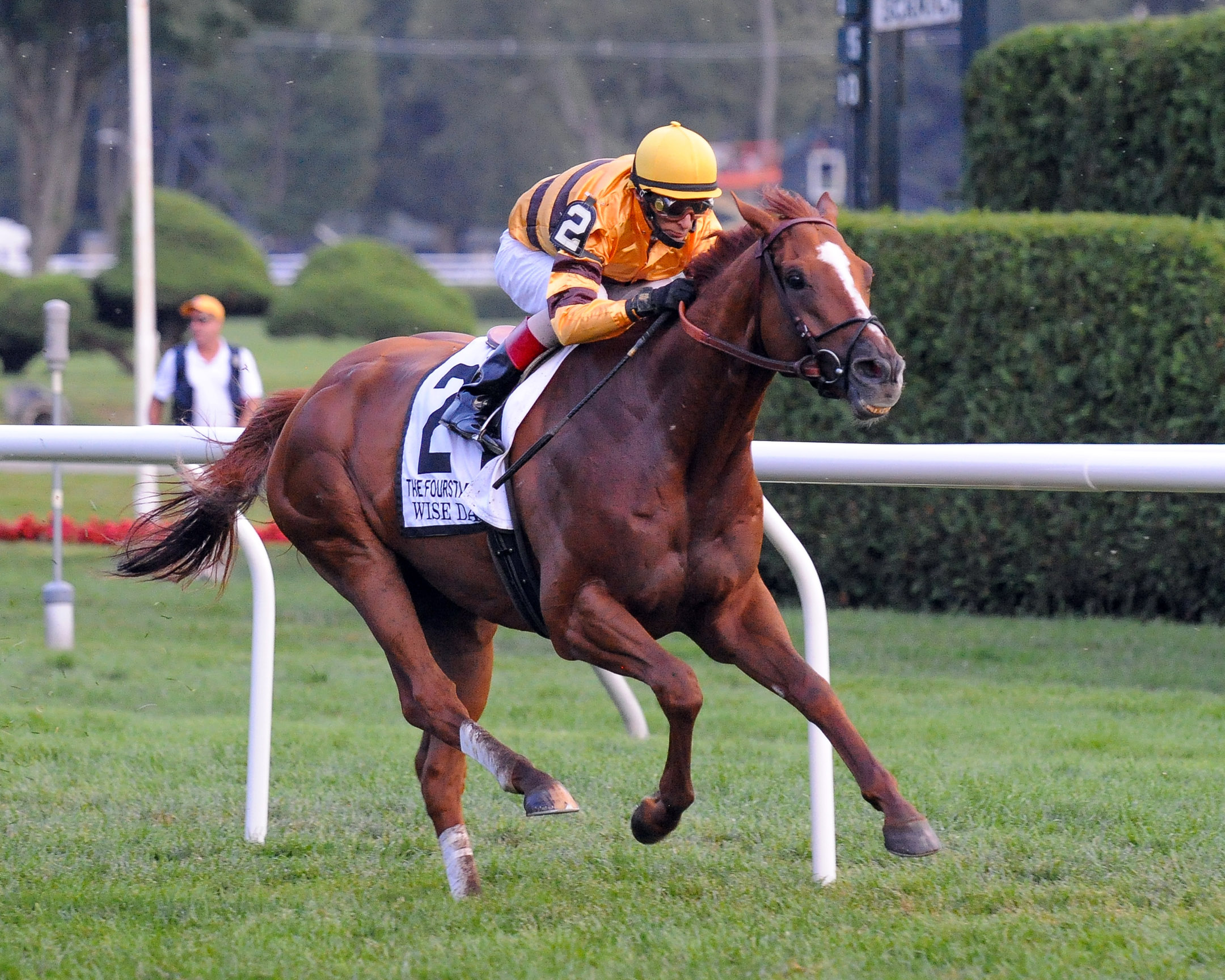 Wise Dan (John Velazquez up) winning the 2012 Fourstardave at Saratoga (Bob Mayberger)