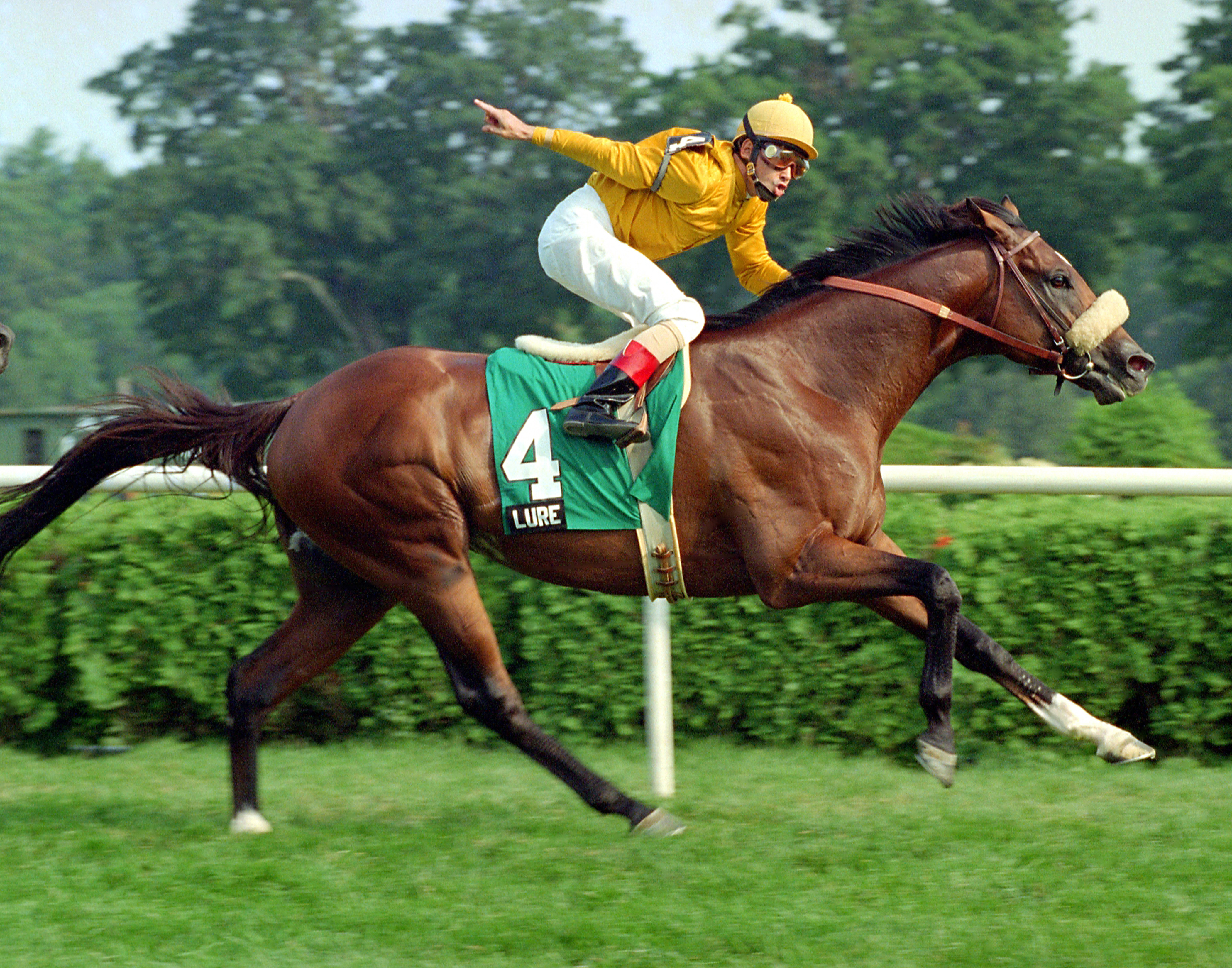 Lure (Mike Smith up) winning the 1994 Bernard Baruch Handicap at Saratoga (NYRA)