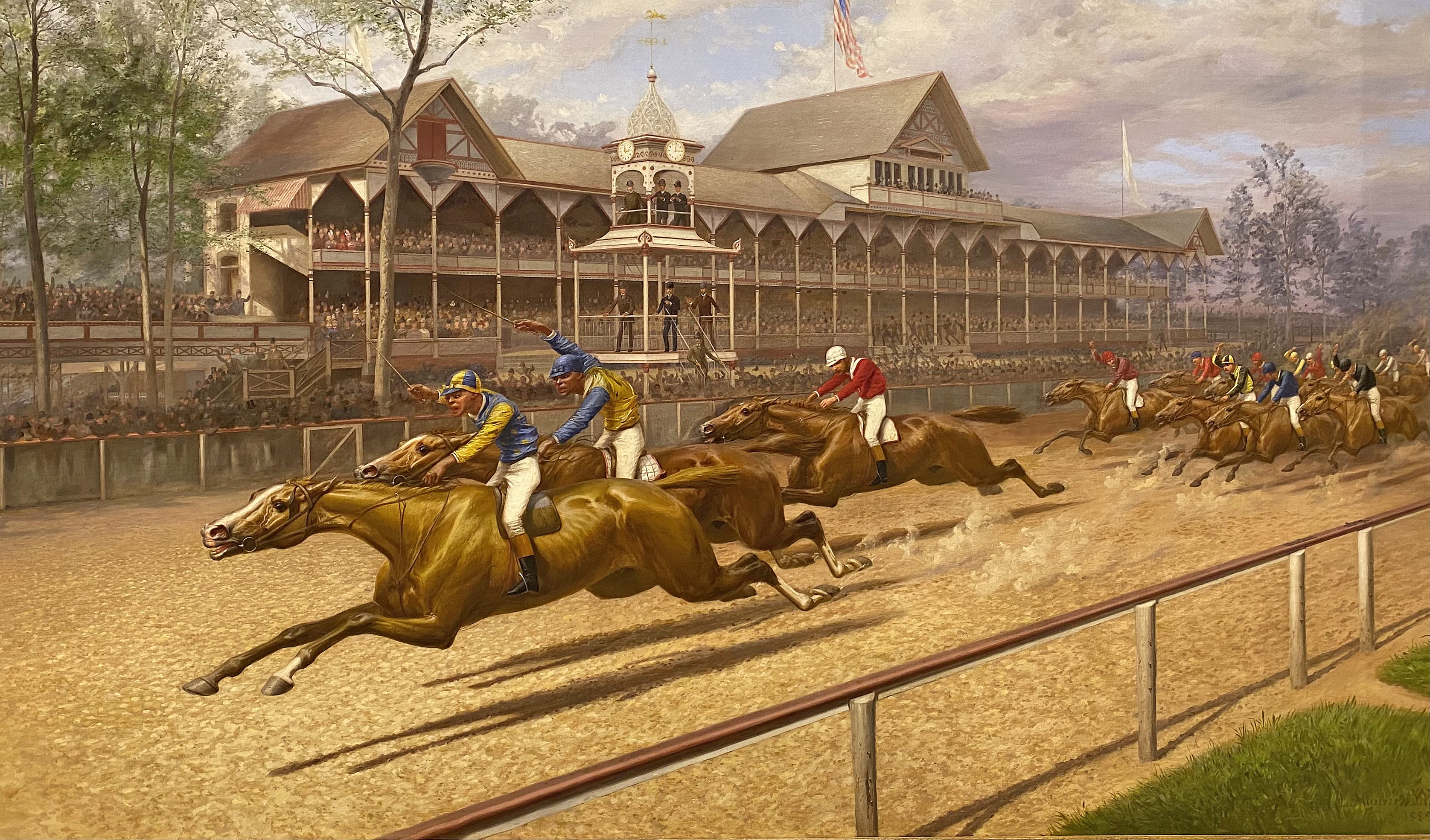 First Futurity by L. Maurer, 1889: Proctor Knott with Shelby "Pike" Barnes in front winning the race (Museum Collection)