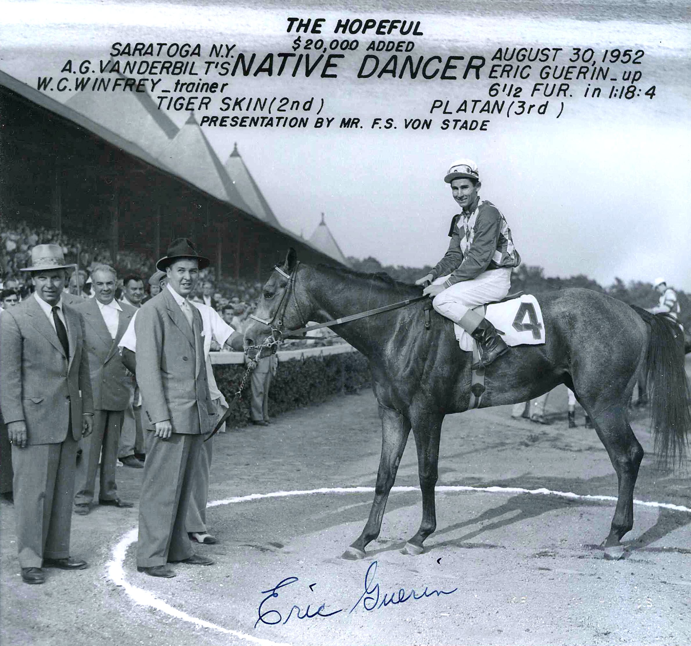 Eric Guerin aboard Native Dancer, 1952 Hopeful Stakes (Museum Collection)