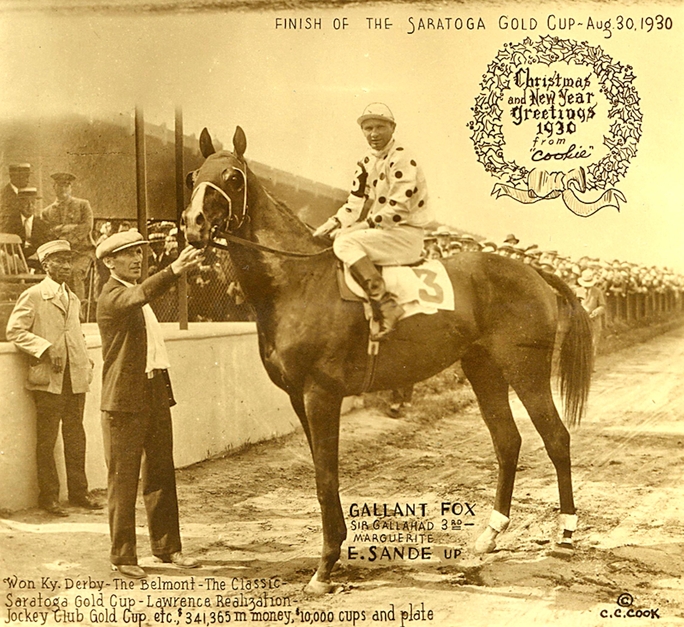 Earl Sande aboard Gallant Fox (C. C. Cook)