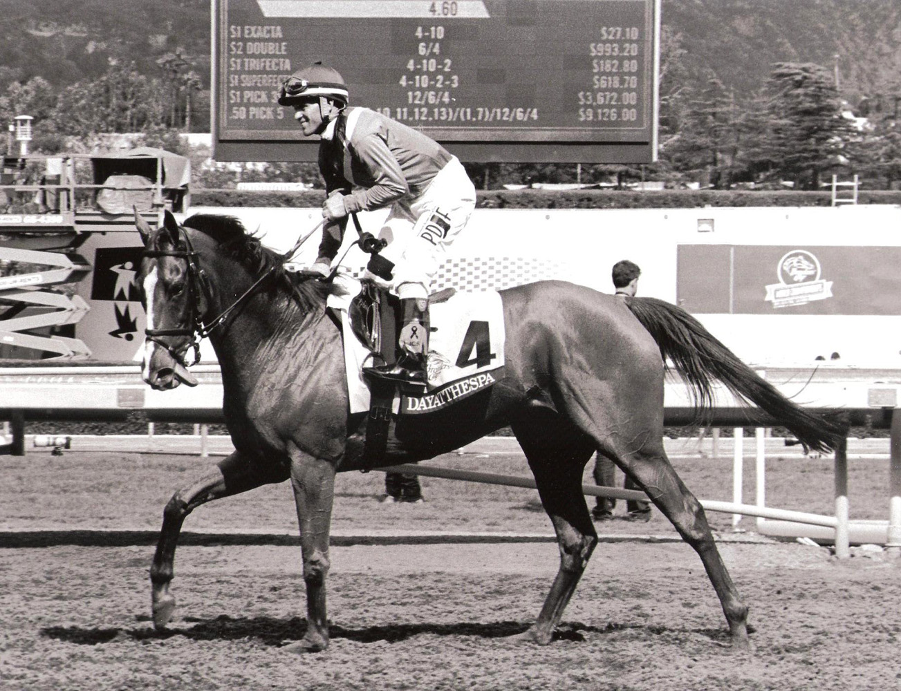 Javier Castellano and Dayatthespa after winning the 2014 Breeders' Cup Filly & Mare Turf (Bill Mochon/Museum Collection)