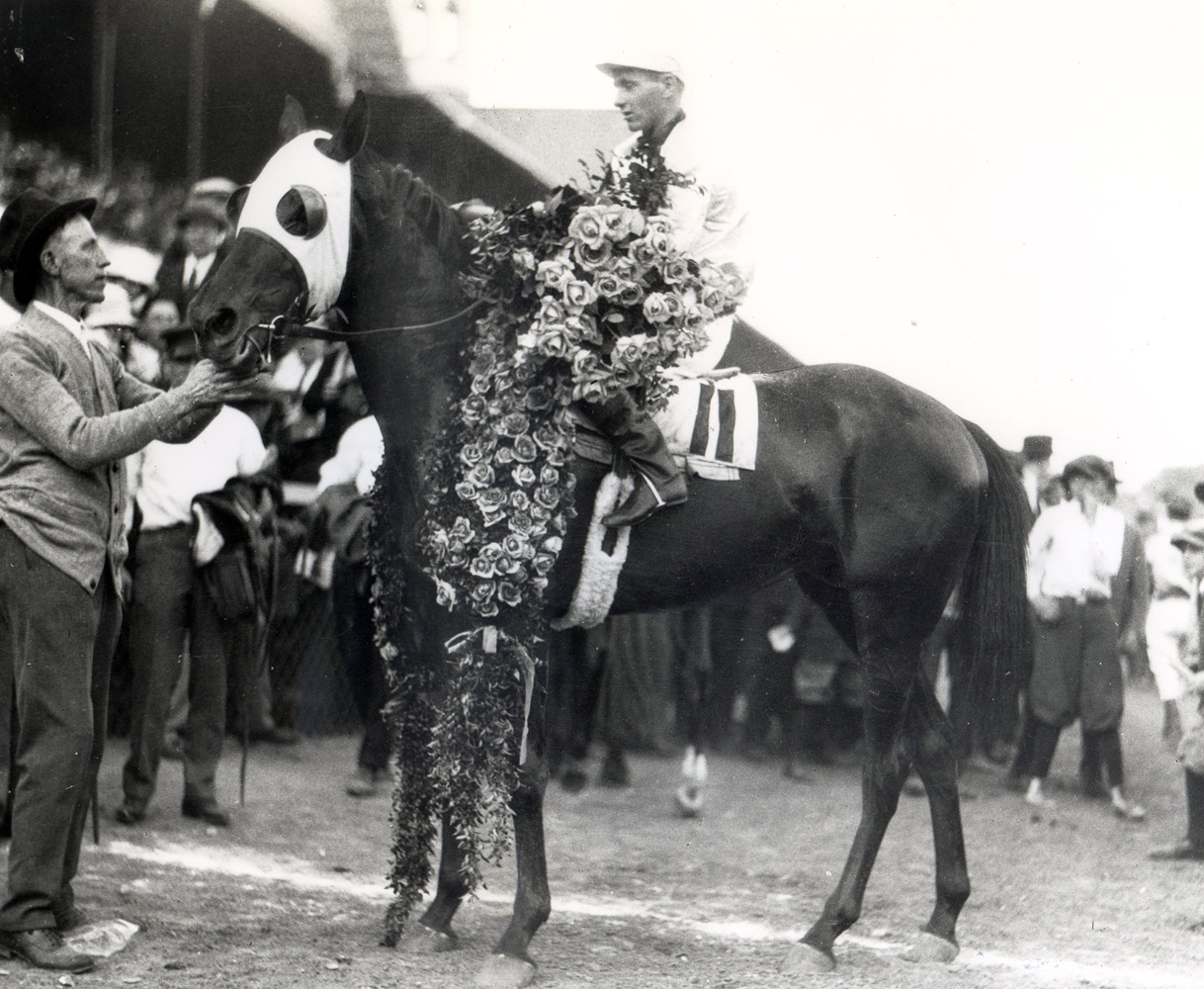 Earl Sande and Zev in the winner's circle for the 1923 Kentucky Derby (Churchill Downs Inc./Kinetic Corp. /Museum Collection)