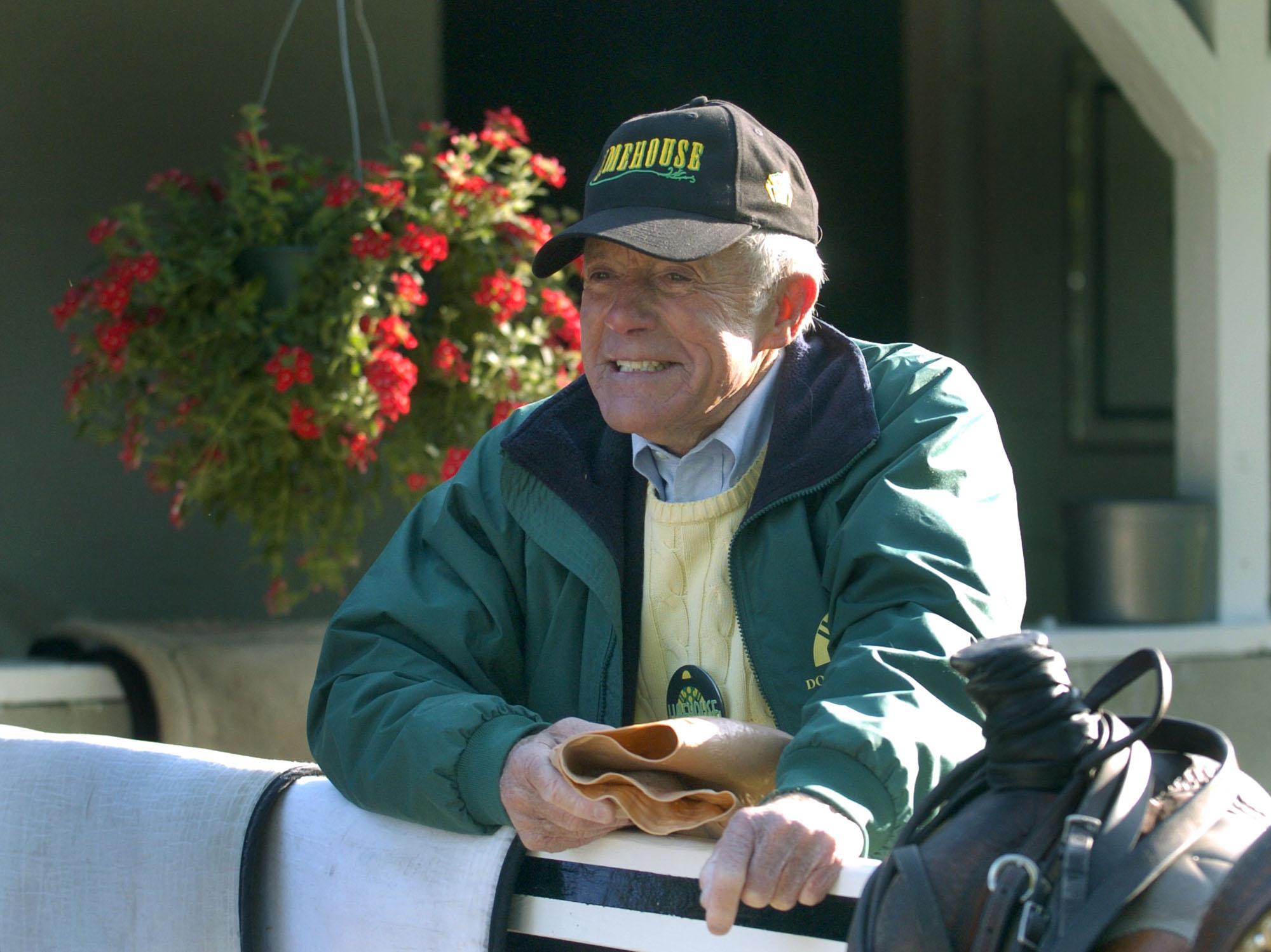 Cot Campbell spending a morning on the Saratoga backstretch (Barry Bornstein)