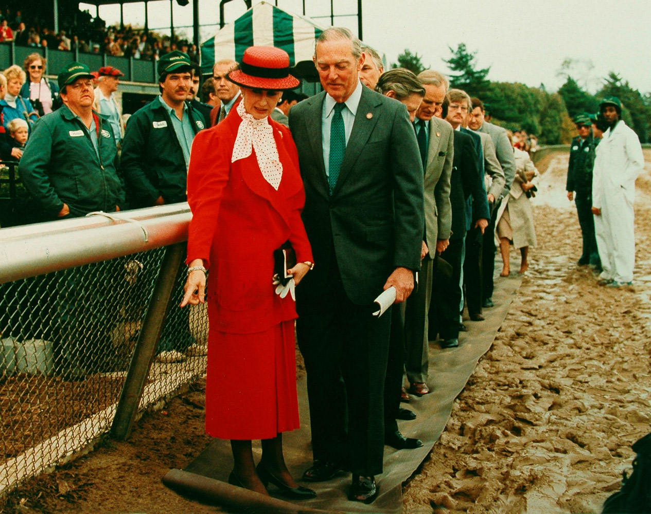 Princess Alexandra Helen Elizabeth Olga Christabel, the Honourable Lady Ogilvy, and Ted Bassett at the 1986 Queen Elizabeth II Challenge Cup (Keeneland Association)