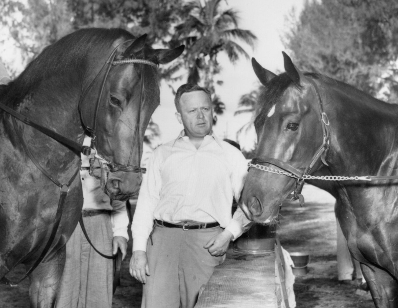 Jimmy Jones holds Citation (left) and Coaltown (right) (Museum Collection)