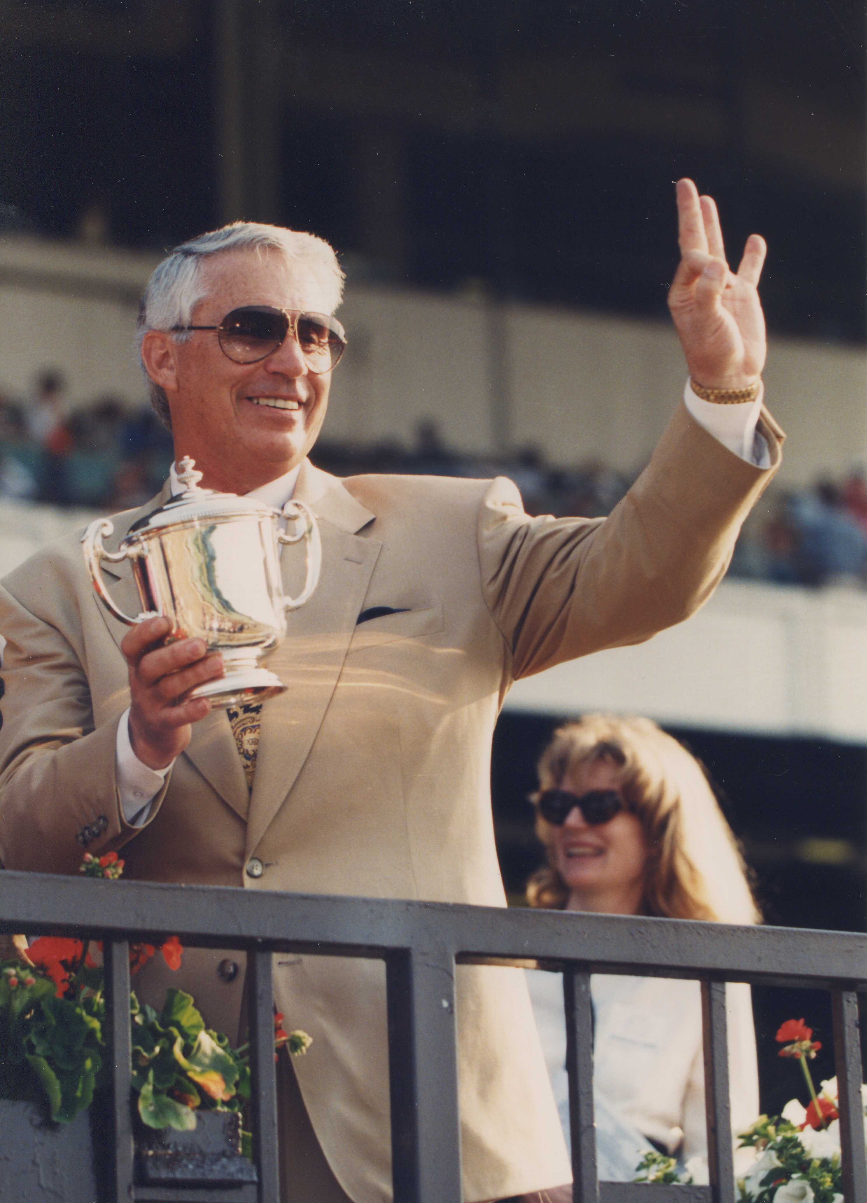 D. Wayne Lukas in the winner's circle at Belmont Park, June 1996 (Barbara D. Livingston/Museum Collection)