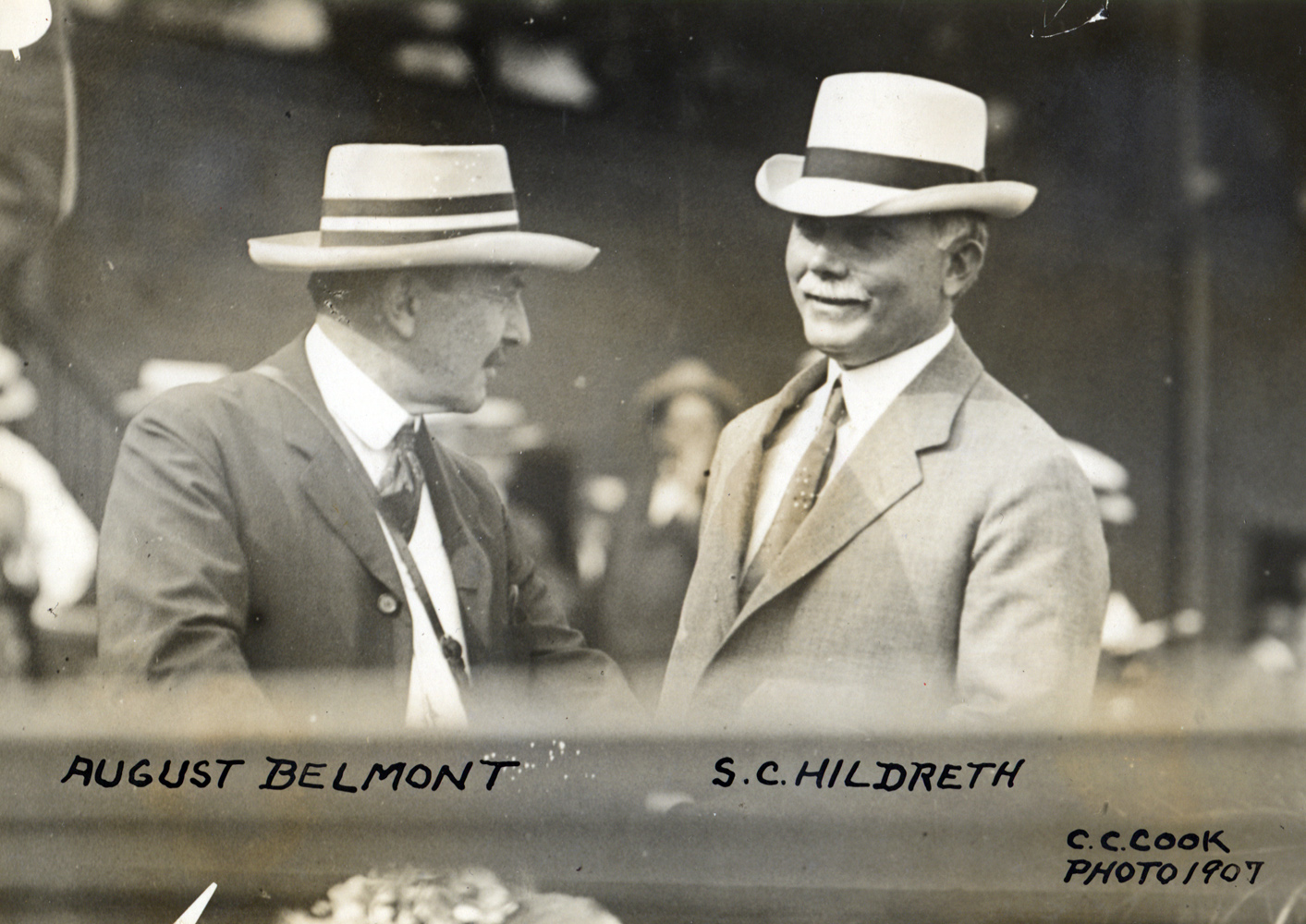 August Belmont II and Sam Hildreth at the races in 1907 (C. C. Cook/Museum Collection)