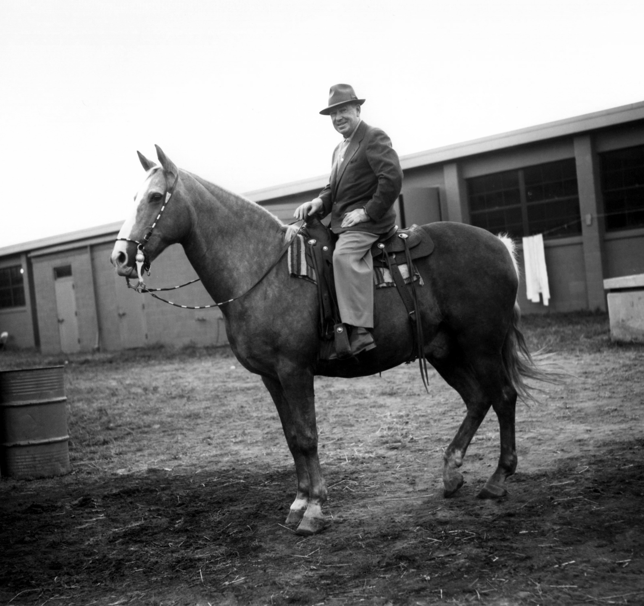 William Molter on a stable pony at Aqueduct, September 1959 (Keeneland Library Morgan Collection/Museum Collection)